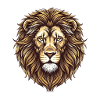 Majestic lion head in tattoo style