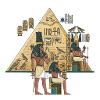 Egyptian hieroglyphics and pharaoh motif