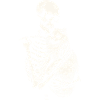 Skeleton hugging cat