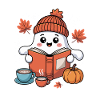 Ghost Reading Book Halloween Coffee Lovers