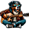 Cool dog with guitar and sunglasses