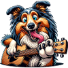 Funny Collie With Guitar Dog Music