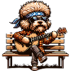 Guitar Playing Dog Hippie Rocker Style