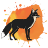 Falk-Hund Silhouette mit Orangenem Hintergrund