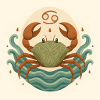 Crabe Zodiac Lune Stylisé