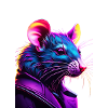 Neon Rat in Leather Jacket