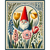 Skurriler Gartenzwerg mit Frühlingsblumen