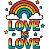 Bunter Regenbogen mit Liebesbotschaft