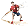 Dynamischer Tischtennisspieler mit Energieeffekten