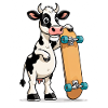 cow with skateboard