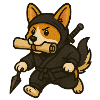 Kampfduchs Ninja mit Holzschwert
