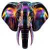 Elephant art in neon light design