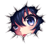 Anime-Auge mit durchbrochenem Papier-Effekt