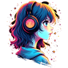 Neon Anime Portrait with Headphones