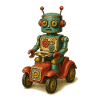 Retro Robot Toy Featuring Tin Car