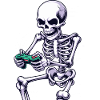 Halloween Skeleton Gamer Playing Video Games