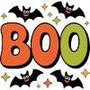 Halloween Retro Groovy BOO with Bats