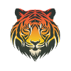 Elegant tiger head in gradient