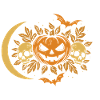 Halloween græskar med kranier og måne