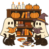 Halloween ghosts read books