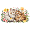 Pastel cats in spring bloom