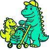 Papa dragon avec enfants dragons
