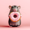 Süße Maus mit buntem Donut