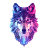 Geometrischer Wolf in Neonfarben