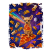 Nourriture spatiale avec chien et pizza