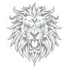 Majestic lion head with blue eyes