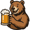 Bear with beer glass illustration