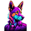 Neon wolf in cyberpunk style