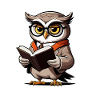 Owl with glasses and book