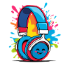 Bunte Kopfhörer Illustration mit Smileygrafik