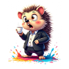 Business hedgehog with coffee cup