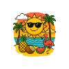 Sunny tropical design with flamingo