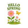 Spring awakening with flowers and butterfly