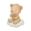 Cute teddy bear with flowers