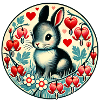 Wunderlicher Hase im floralen Herzdesign