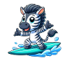 Cute Zebra Surfer Surfboard Surfing Summer