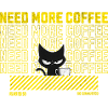 Black Cat with Coffee Mug Illustration