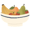 Whimsical Fruit Bowl Illustration