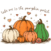 Pumpkin patch whimsical illustration