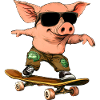 Skateboarder Piglet