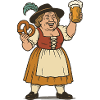 Cheerful Woman with Beer and Pretzel