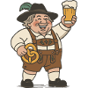 Cheerful beer lover in Lederhosen