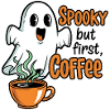 Spooky Ghost with Coffee Humor