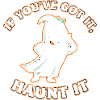 Playful ghost motif with saying
