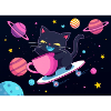 Night Galaxy Skateboard Cat