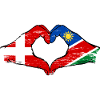 Denmark Namibia flag hands heart used